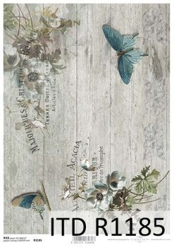 Rijstpapier,RicePaperA4ItdVintage,Grayboard,Butterflies